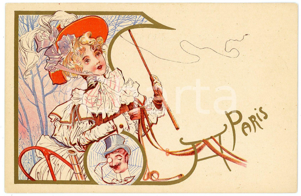 1900 ca ART NOUVEAU Artiste Fernand TOUSSAINT Série Villes - PARIS - Postcard  Cartolina postale d'epoca, illustrata, non viaggiata.CONDIZIONI: GFORMATO: FP    originale e autentica 1