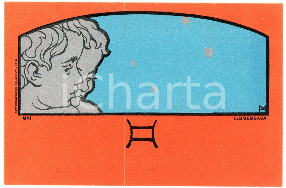 1900 ca Artiste Henri MEUNIER Série "Le signes du Zodiaque" Gémeaux *Postcard  Cartolina postale d'epoca, illustrata, non viaggiata.CONDIZIONI: GFORMATO: FP    originale e autentica 1