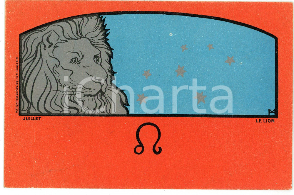 1900 Artiste Henri MEUNIER Série "Le signes du Zodiaque" - Lion - Postcard  Cartolina postale d'epoca, illustrata, viaggiata.CONDIZIONI: GFORMATO: FP    originale e autentica 1