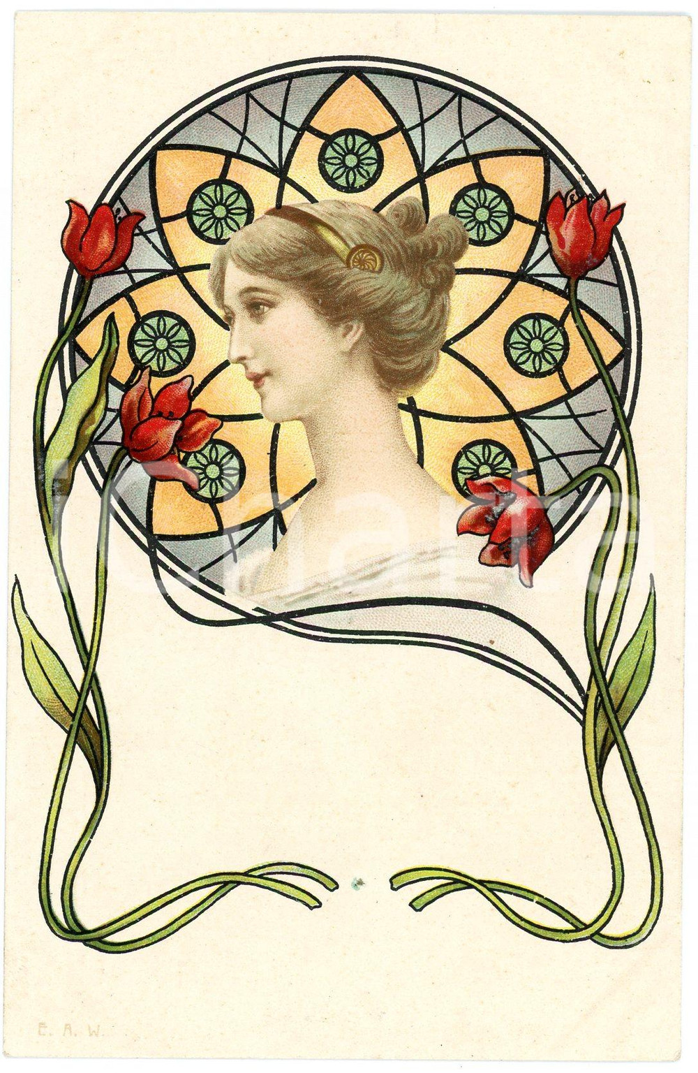 1905 ca ART NOUVEAU Head of a woman - ILLUSTRATED postcard E.A.W. (4) Cartolina postale d'epoca, illustrata, non viaggiata.CONDIZIONI: GFORMATO: FP    originale e autentica 1