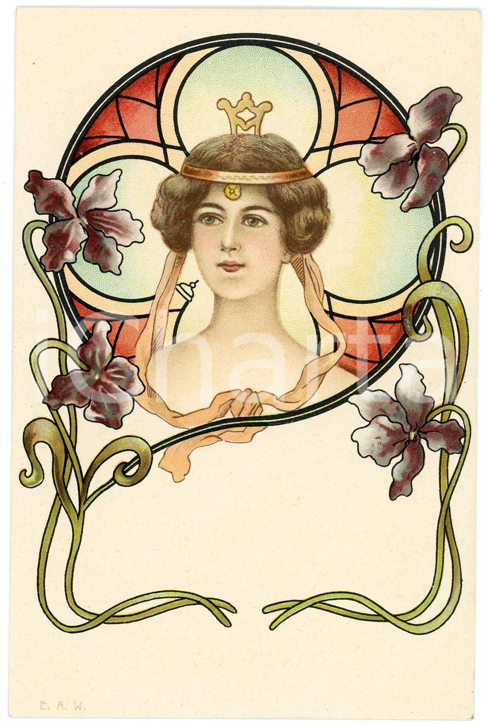 1905 ca ART NOUVEAU Head of a woman - ILLUSTRATED postcard E.A.W. (3) Cartolina postale d'epoca, illustrata, non viaggiata.CONDIZIONI: GFORMATO: FP    originale e autentica 1