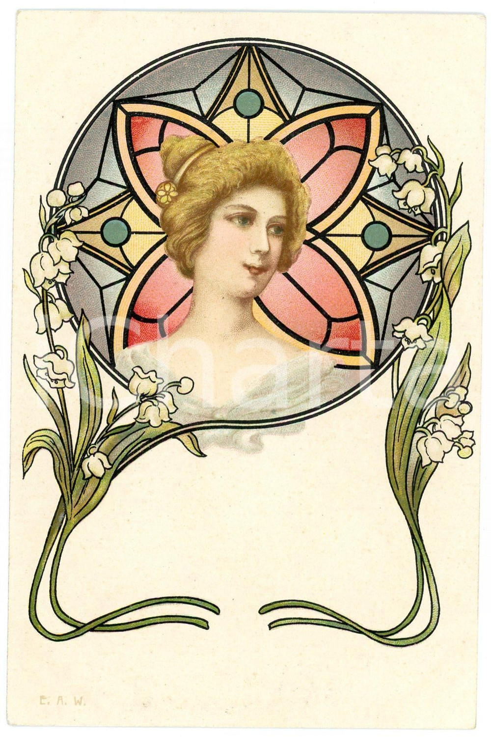 1905 ca ART NOUVEAU Head of a woman - ILLUSTRATED postcard E.A.W. (2) Cartolina postale d'epoca, illustrata, non viaggiata.CONDIZIONI: GFORMATO: FP    originale e autentica 1