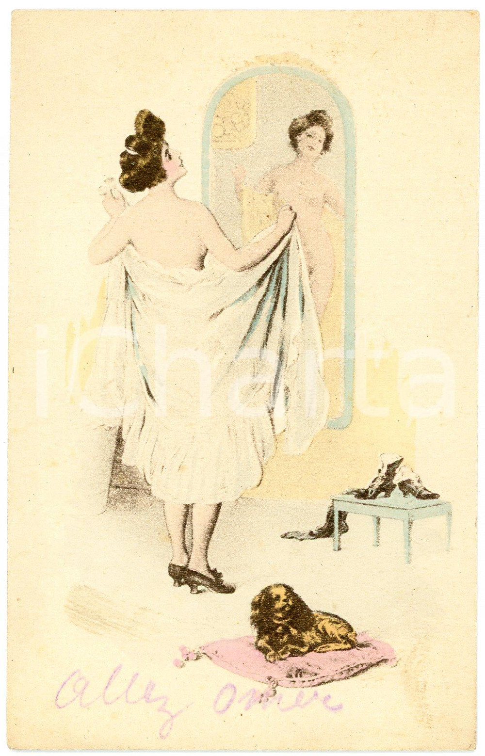 1910 ca VINTAGE EROTIC Le déshabillé de la Parisienne - French Postcard CPA  Cartolina postale d'epoca, non viaggiata.CONDIZIONI: G FORMATO: FP    originale e autentica 1