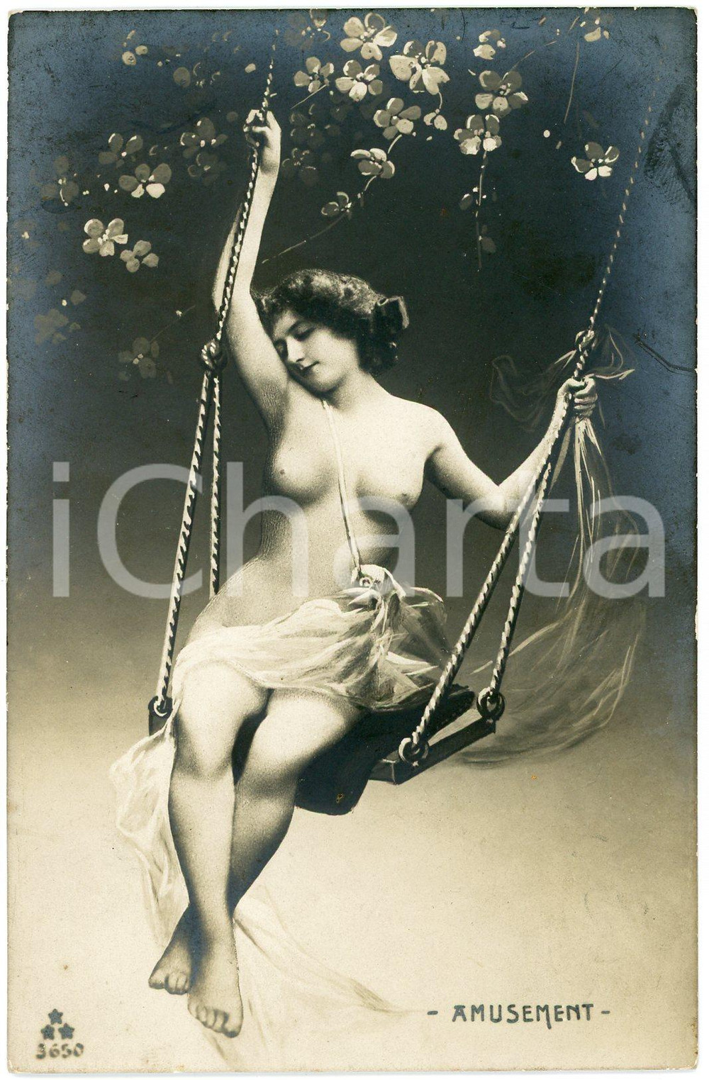 1905 ca VINTAGE EROTIC Amusement - Nude woman on swing - French Postcard risque  Cartolina postale d'epoca, non viaggiata.CONDIZIONI: GFORMATO: FP    originale e autentica 1