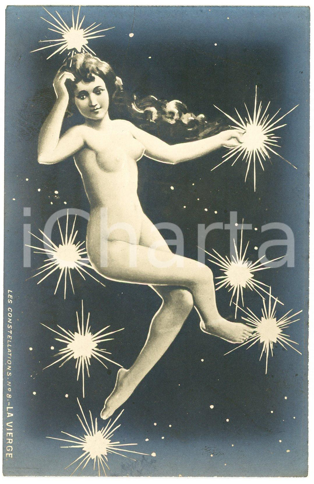 1900 ca VINTAGE EROTIC Les constellations - La Vierge - Nude woman *Postcard n°2  Cartolina postale d'epoca, non viaggiata.CONDIZIONI: GFORMATO: FP    originale e autentica 1