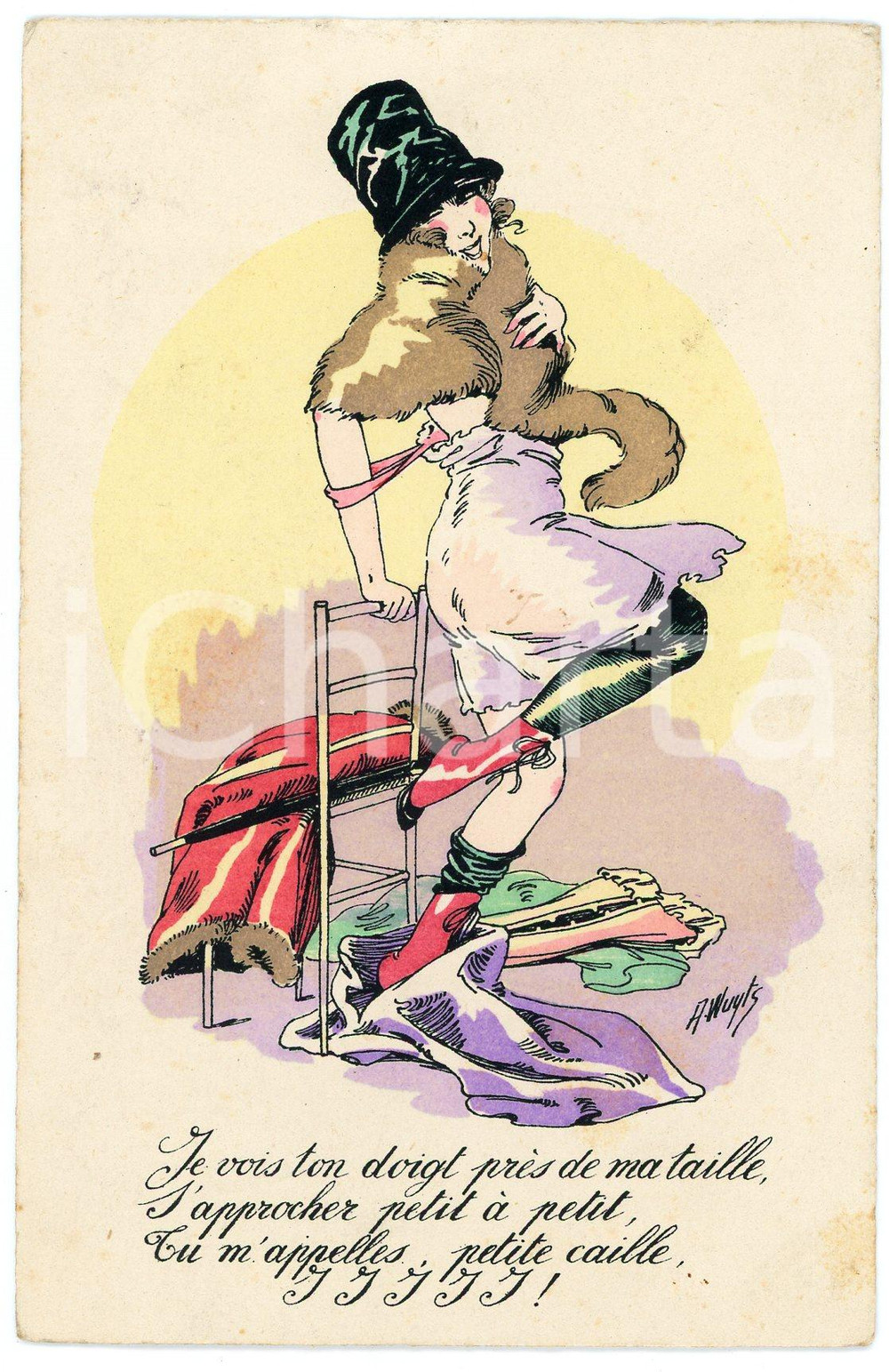 1920 ca Artist A. WUYTS Fantaisies Parisiennes - I *Old postcard risque LINGERIE  Cartolina postale d'epoca, scritta ma non viaggiata.CONDIZIONI: GFORMATO: FP  originale e autentica 1