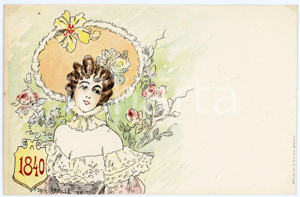 1898 ART NOUVEAU Artist Jack ABEILLÉ - Femme 1840 - Carte postale CPA  Cartolina postale d'epoca, non viaggiata.CONDIZIONI: GFORMATO: FP    originale e autentica 1