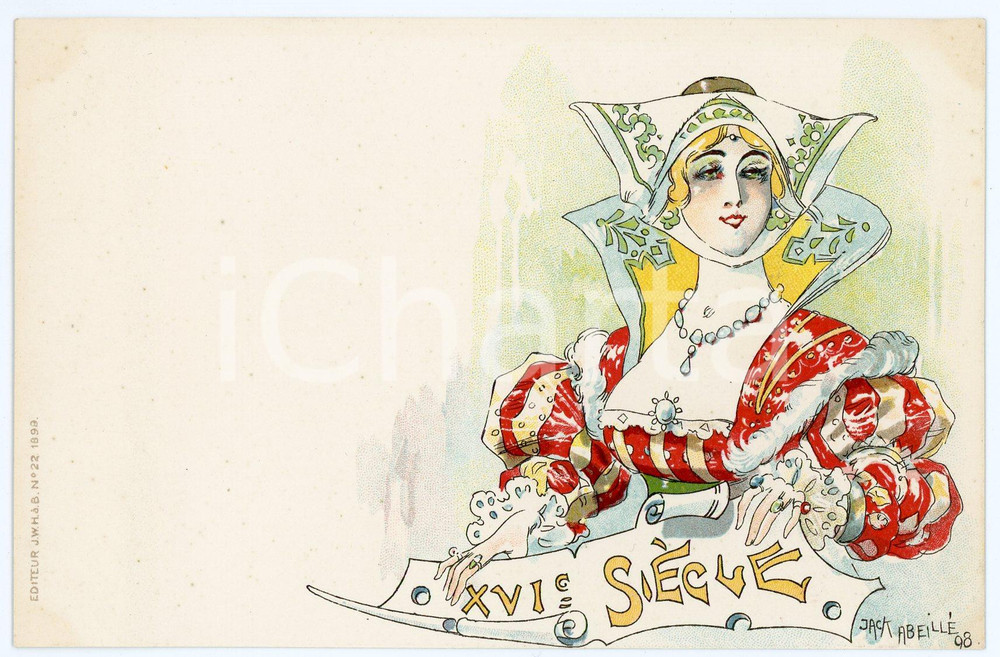 1898 ART NOUVEAU Artist Jack ABEILLÉ - XVIe siècle - Carte postale CPA  Cartolina postale d'epoca, non viaggiata.CONDIZIONI: GFORMATO: FP    originale e autentica 1