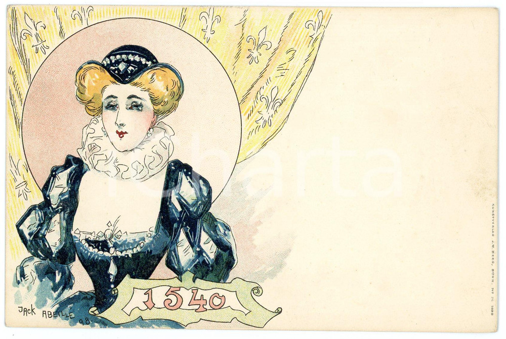 1898 ART NOUVEAU Artist Jack ABEILLÉ - Femme 1540 - Carte postale CPA  Cartolina postale d'epoca, non viaggiata.CONDIZIONI: GFORMATO: FP    originale e autentica 1