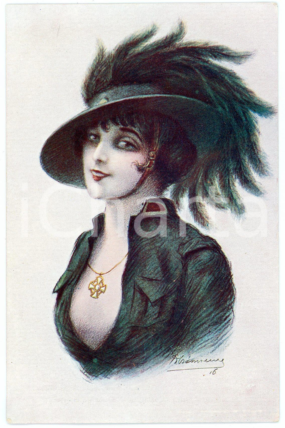 1917 WW1 FRANCE Croix de guerre des AlliÃ©s - Femme - Carte postale CPA  Cartolina postale d'epoca, scritta ma non viaggiata.CONDIZIONI: GFORMATO: FP    originale e autentica 1