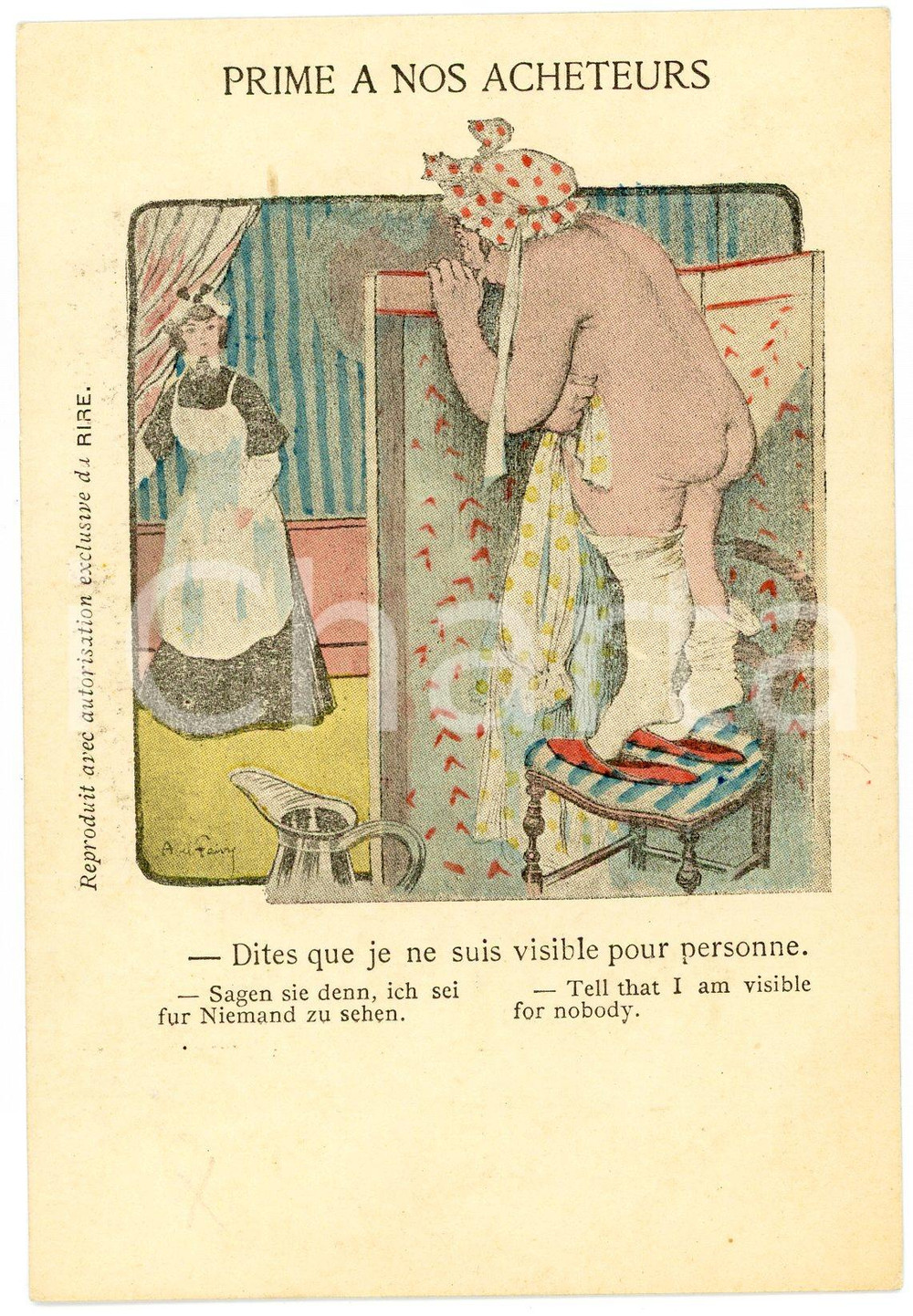 1905 ca HUMOUR FRANCE Je ne suis visible pour personne - Vieille femme *Postcard  Cartolina postale d'epoca, non viaggiata.CONDIZIONI: G FORMATO: FP    originale e autentica 1