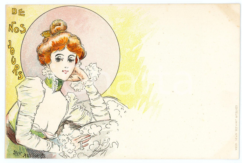 1898 ART NOUVEAU Artist Jack ABEILLÉ - Femme de nos jours - Carte postale CPA  Cartolina postale d'epoca, non viaggiata.CONDIZIONI: GFORMATO: FP    originale e autentica 1