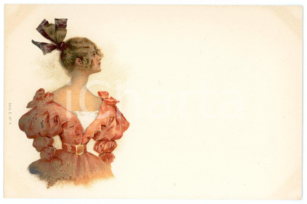 1900 ca VIENNE Lady in a red dress - Postcard A. SOCKL n° 9  Cartolina postale d'epoca, non viaggiata.CONDIZIONI: GFORMATO: FPEDITORE: A. Sockl, Vienne I, Serie II, n&deg; 9    originale e autentica 1