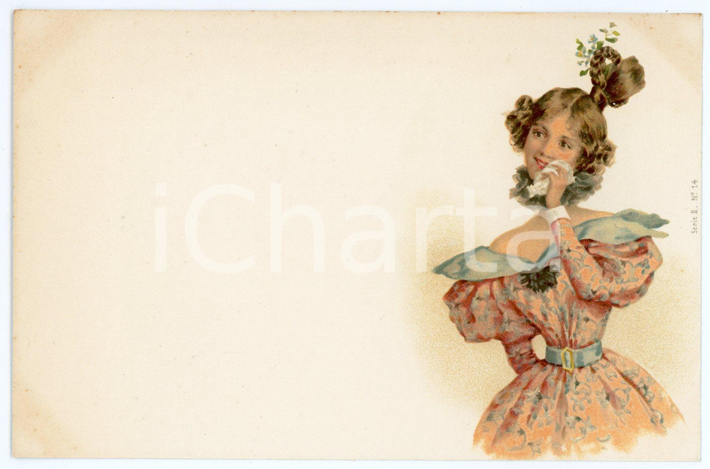1900 ca VIENNE Lady in a red dress - Postcard A. SOCKL nÂ° 14  Cartolina postale d'epoca, non viaggiata.CONDIZIONI: GFORMATO: FPEDITORE: A. Sockl, Vienne I, Serie II, n&deg; 14    originale e autentica 1