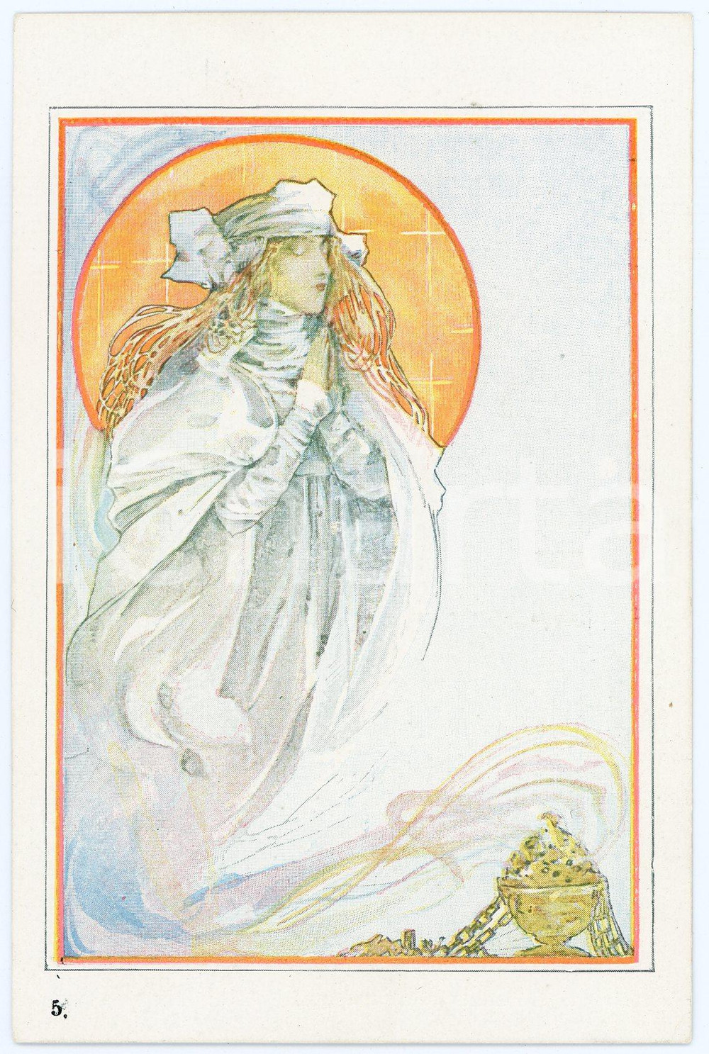1900 ca ART NOUVEAU Lady praying - Original old postcard  Cartolina postale d'epoca, non viaggiata.CONDIZIONI: GFORMATO: FP    originale e autentica 1