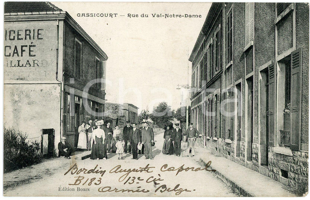 1916 GASSICOURT - FRANCE Rue du Val-Notre-Dame - Carte postale FP VG  Cartolina d'epoca, viaggiata. FAIR/discreto Lievi smussature agli angoli Formato: FP originale e autentica 1