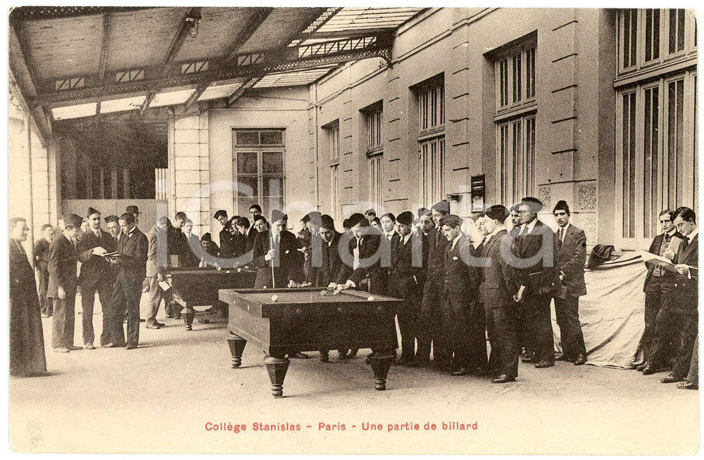 1910 ca PARIS Collège STANISLAS Une partie de billard - Carte postale ANIMEE CPA  Cartolina postale d'epoca, non viaggiata.CONDIZIONI: GFORMATO: FP    originale e autentica 1