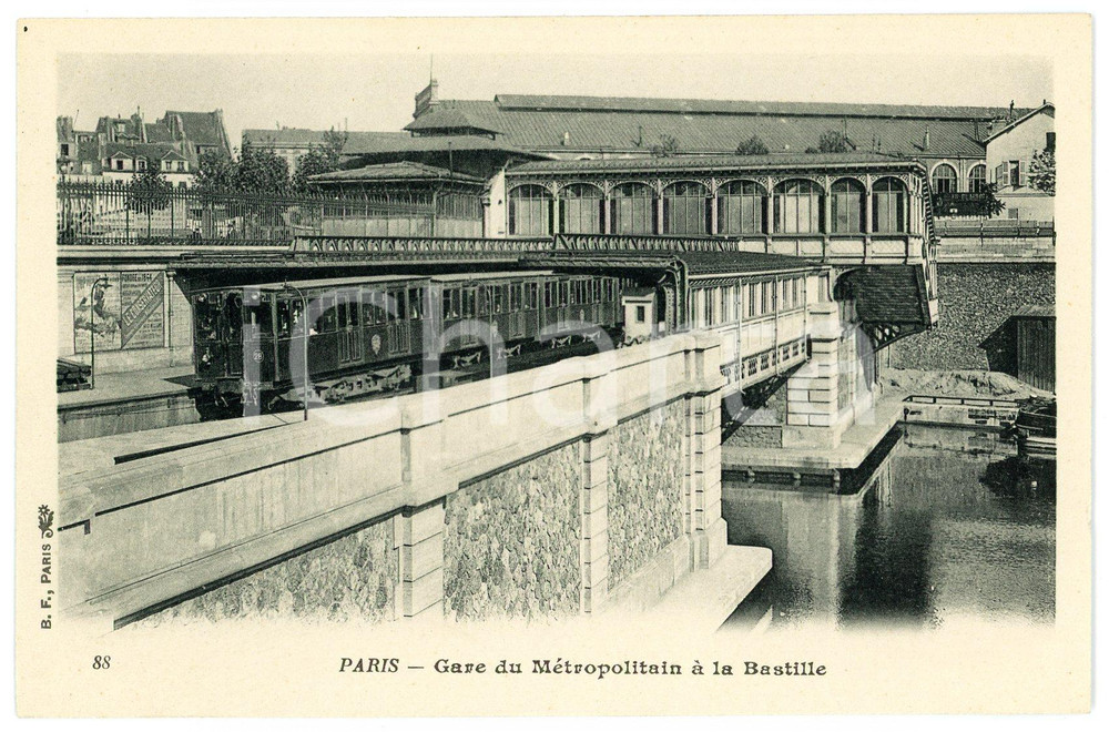 1910 ca PARIS Gare du Métropolitain à la Bastille - Carte postale ANIMEE train  Cartolina postale d'epoca, non viaggiata.CONDIZIONI: GFORMATO: FP    originale e autentica 1
