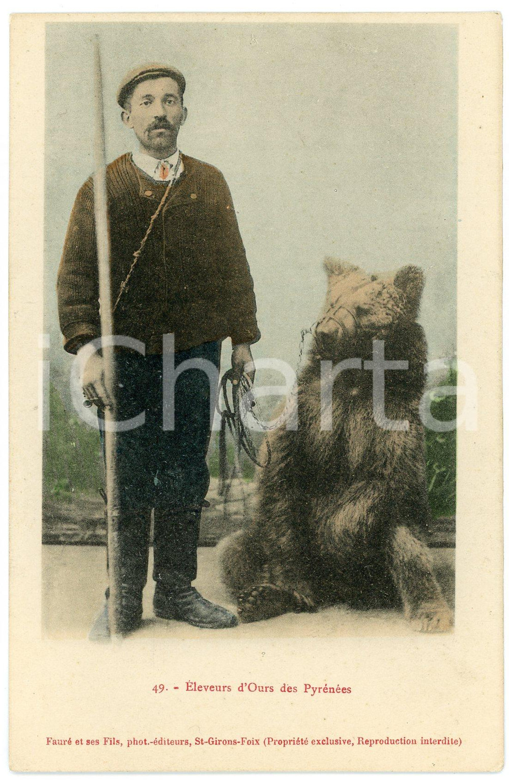 1900 ca FRANCE COSTUMES Eleveur d'Ours des Pyrénées - Carte postale CPA  Cartolina postale d'epoca, non viaggiata.CONDIZIONI: GFORMATO: FP    originale e autentica 1