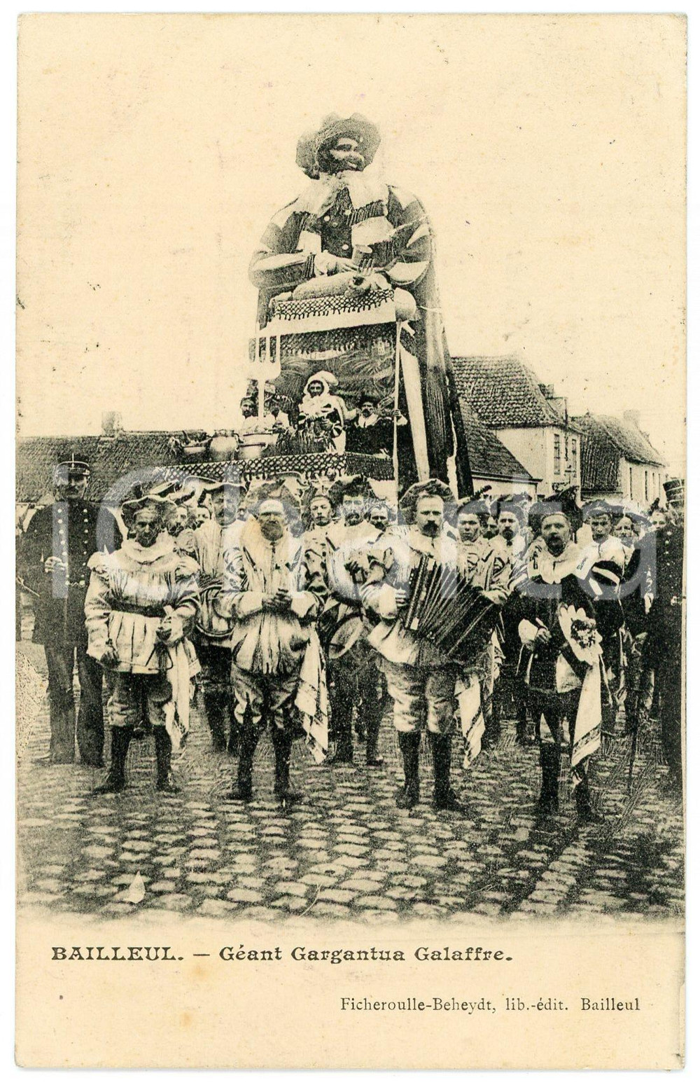 1907 BAILLEUL (Hauts-de-France) Carnaval - Géant Gargantua Galaffre - Postcard  Cartolina postale d'epoca, viaggiata.CONDIZIONI: GFORMATO: FP    originale e autentica 1