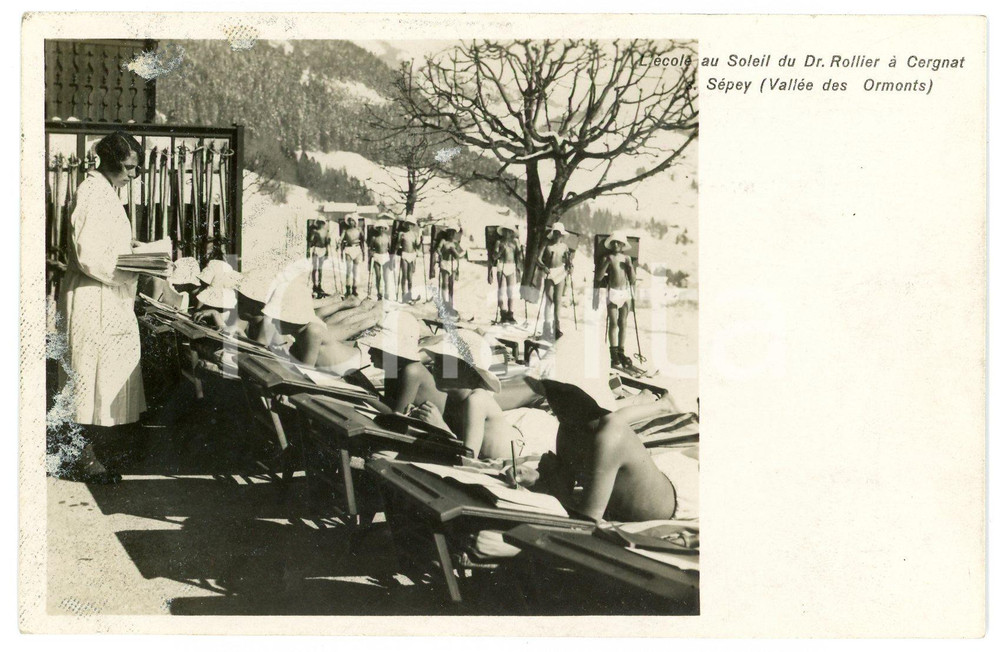 1915 ca CERGNAT - LE SÉPEY Ecole au soleil du Dr. Rollier - Carte postale FP VG  Cartolina postale d'epoca, viaggiata ma con affrancatura rimossa.CONDIZIONI: POOR (residuo di incollatura al margine sinistro del recto)FORMATO: FP    originale e autentica 1