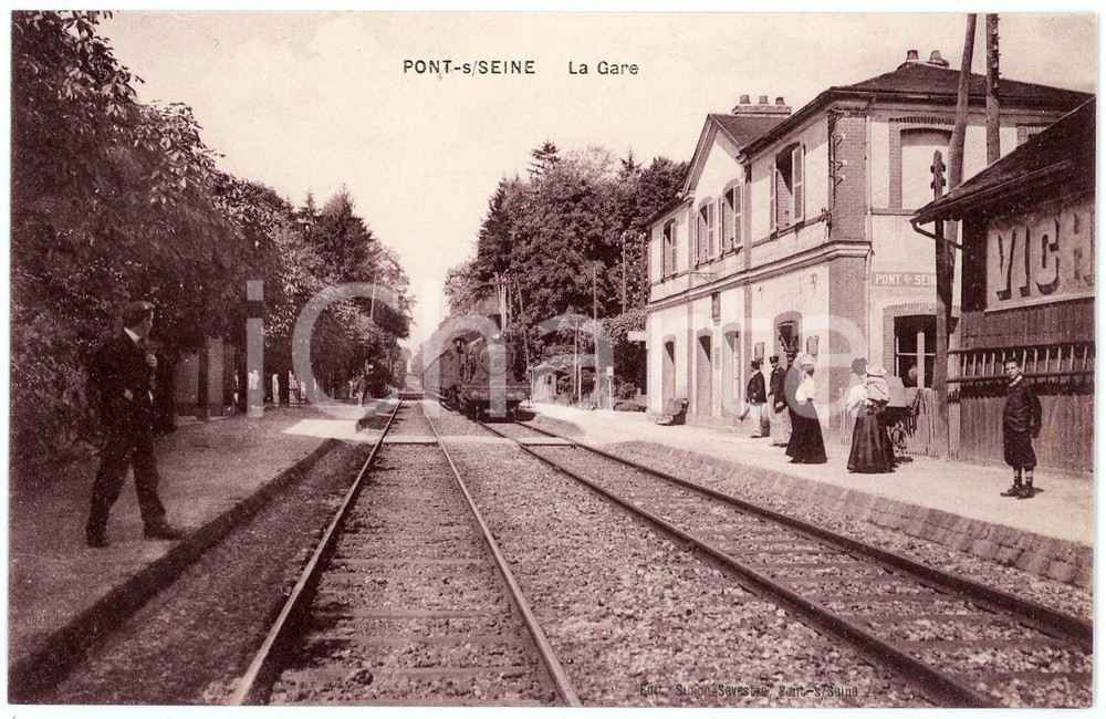 1910 ca PONT-SUR-SEINE (F) La Gare - Railway station - Animated postcard train  Cartolina postale d'epoca, non viaggiata.CONDIZIONI: GFORMATO: FP    originale e autentica 1