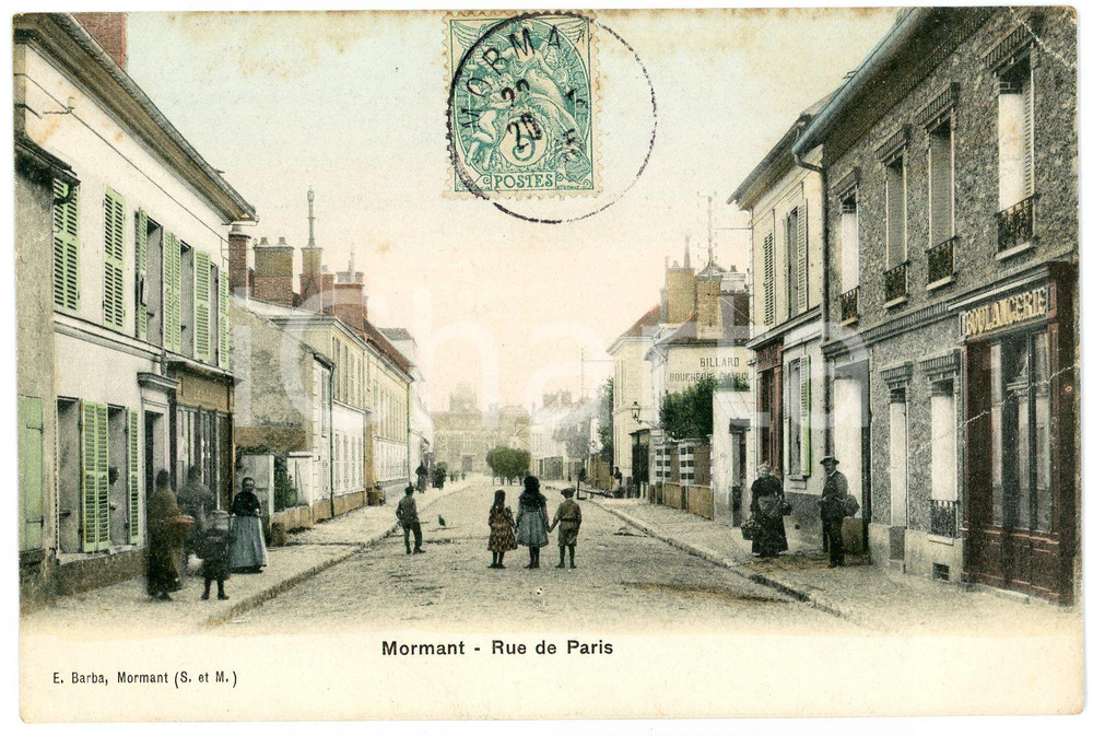 1905 MORMANT (FRANCE) Rue de Paris - Animated postcard CPA  Cartolina postale d'epoca, viaggiata.CONDIZIONI: P (evidenti piegature; fioriture al lato superiore)FORMATO: FP    originale e autentica 1