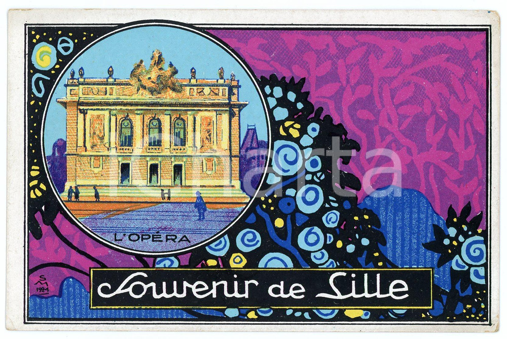 1924 LILLE (FRANCE) L' Opéra - Carte postale illustrée SM CPA  Cartolina postale d'epoca, non viaggiata.CONDIZIONI: F (lieve piegatura centrale)FORMATO: FPEDITORE: Jean Guermonprez - Lille    originale e autentica 1
