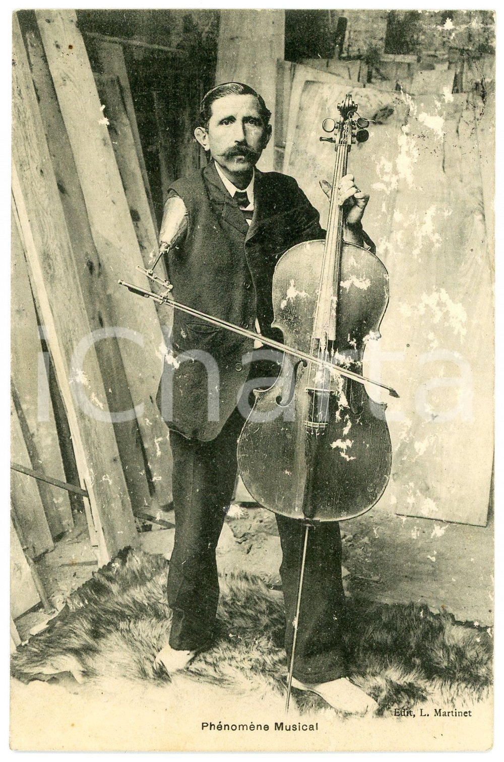 1907 CIRCUS FREAKS FRANCE Phénomène musical - DAMAGED old postcard  Cartolina postale d'epoca, viaggiata.CONDIZIONI: VP (abrasioni superficiali)FORMATO: FP    originale e autentica 1