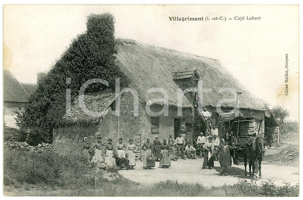 1906 VILLEGRIMONT (FRANCE) Café Lebert - Carte Postale FP VG  Cartolina postale d'epoca, viaggiata.CONDIZIONI: FAIR (bruniture diffuse)FORMATO: FP    originale e autentica 1