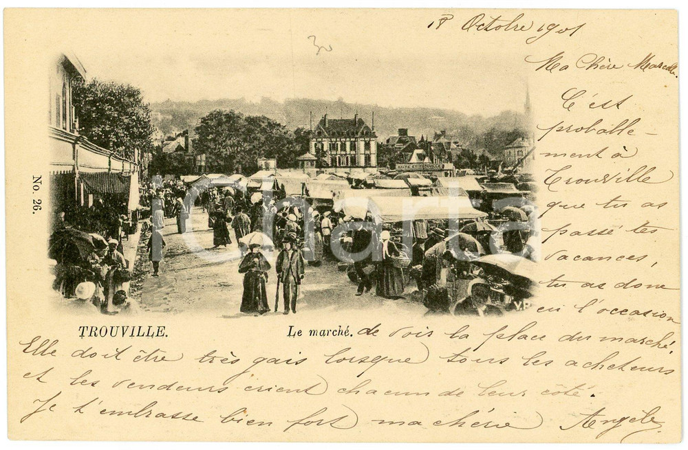 1901 TROUVILLE-SUR-MER (F) Le marché - Animated vintage postcard  Cartolina postale d'epoca, scritta ma non viaggiata.CONDIZIONI: GFORMATO: FP    originale e autentica 1