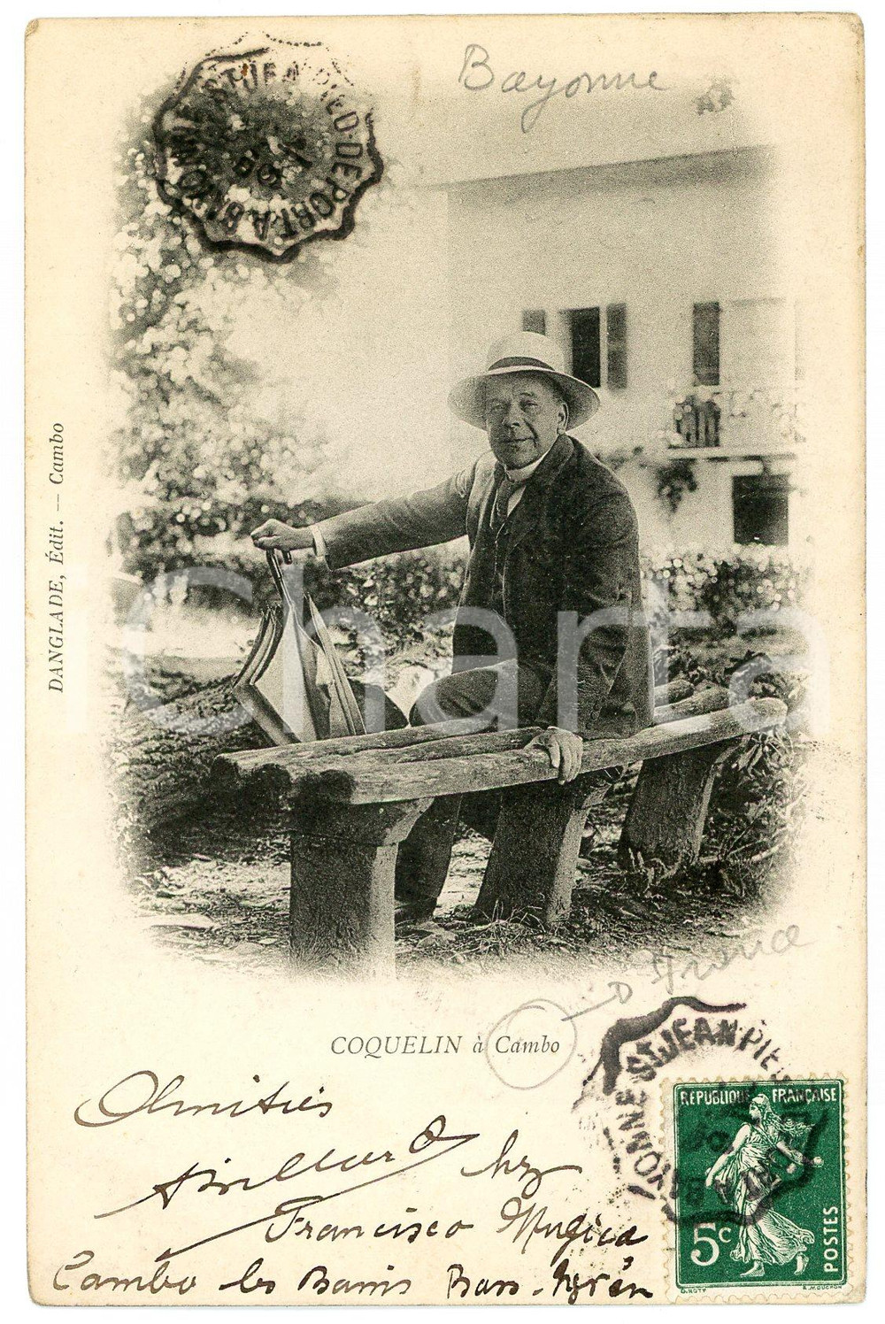1909 CAMBO-LES-BAINS (FRANCE) Acteur COQUELIN - Carte postale ancienne CPA  Cartolina postale d'epoca, viaggiata.CONDIZIONI: GFORMATO: FP    originale e autentica 1