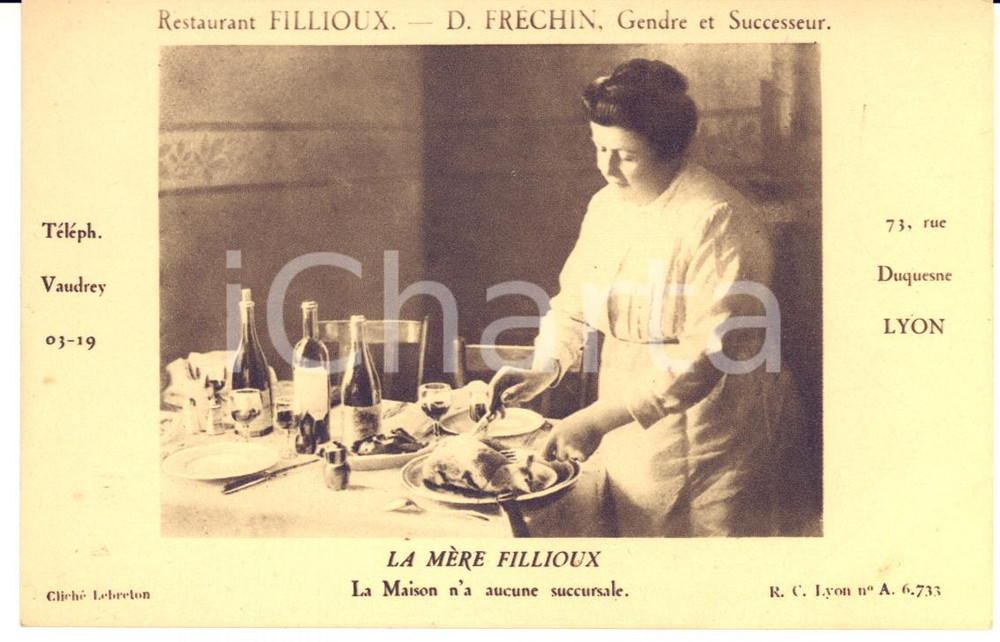 1910 ca LYON Rue Duquesne - Restaurant FILLIOUX  - Carte postale CPA  Cartolina postale d'epoca, non viaggiata.CONDIZIONI: GFORMATO: FP    originale e autentica 1