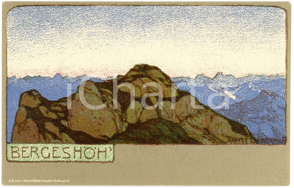 1900 ca ART NOUVEAU GERMANY Artist Ernst LIEBERMANN - Bergeshöh - Postcard  Cartolina postale d'epoca, non viaggiata.CONDIZIONI: G FORMATO: FP    originale e autentica 1