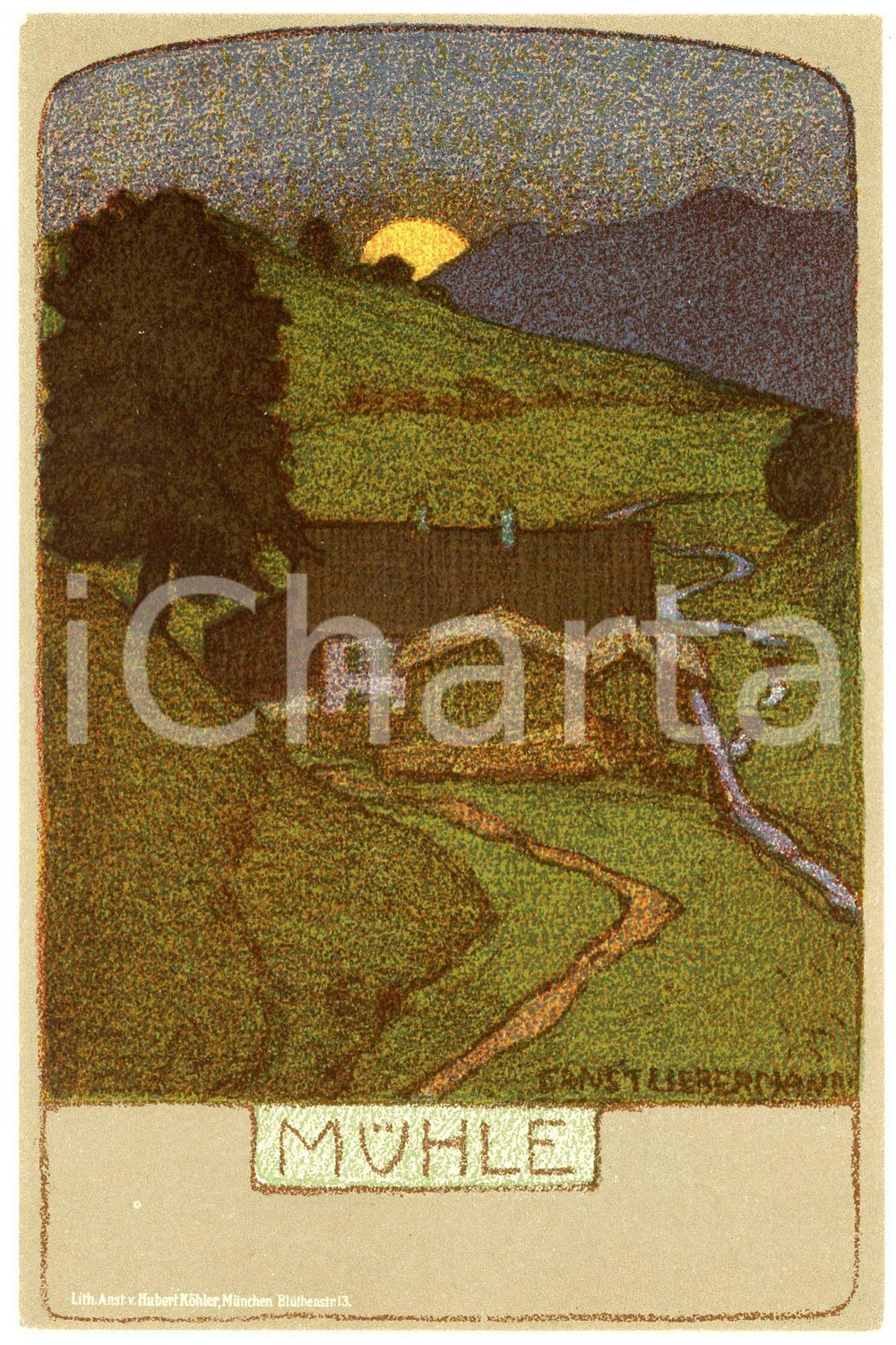 1900 ca ART NOUVEAU GERMANY Artist Ernst LIEBERMANN - Mühle - Postcard  Cartolina postale d'epoca, non viaggiata.CONDIZIONI: G FORMATO: FP    originale e autentica 1
