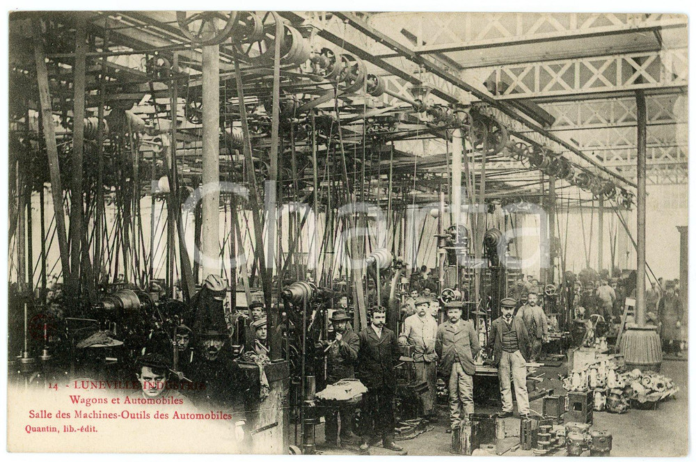 1900 ca LUNEVILLE INDUSTRIE Salle des machines - Outils des automobiles Postcard  Cartolina postale d'epoca, non viaggiata.CONDIZIONI: GOODFORMATO: FP    originale e autentica 1