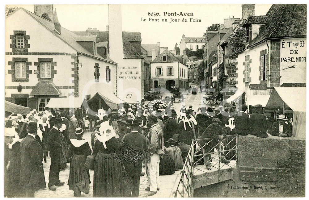 1910 ca PONT-AVEN (FRANCE) Le Pont un Jour de Foire - Animated postcard  Cartolina postale d'epoca, non viaggiata.CONDIZIONI: GFORMATO: FP    originale e autentica 1