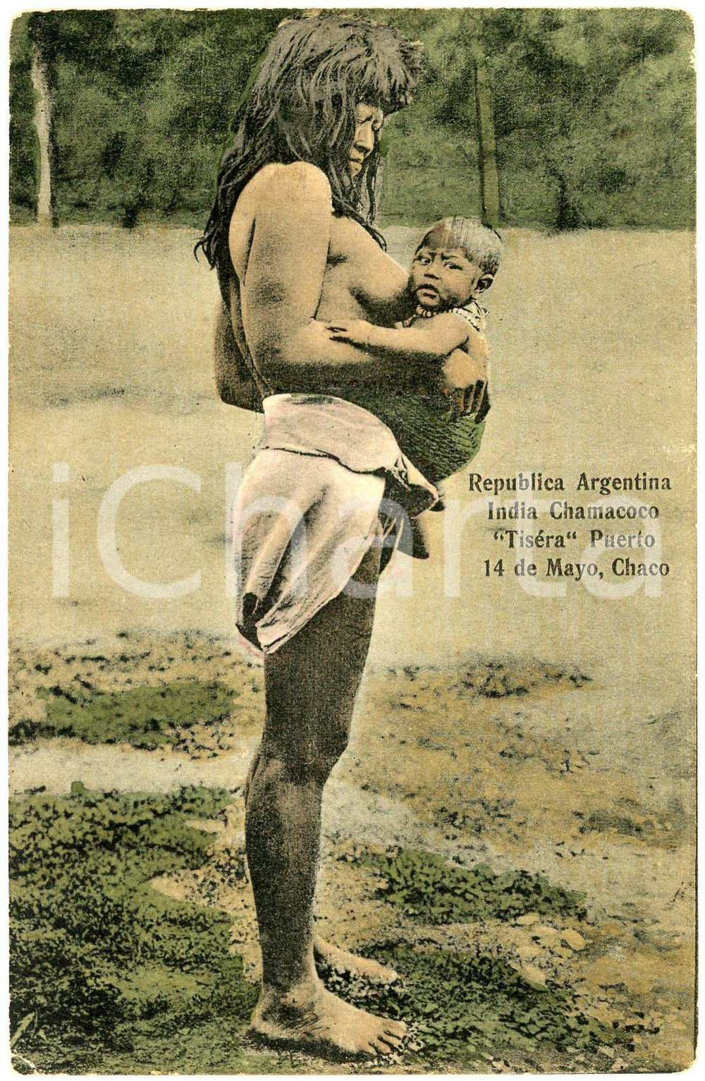 1914 ARGENTINA - CHACO India CHAMACOCO Tiséra - Puerto 14 de Mayo - Postcard  Cartolina postale d'epoca, viaggiata.CONDIZIONI: FAIR (smussature agli angoli)FORMATO: FPEDITORE: Edicion Fumagalli, Buenos Aires    originale e autentica 1