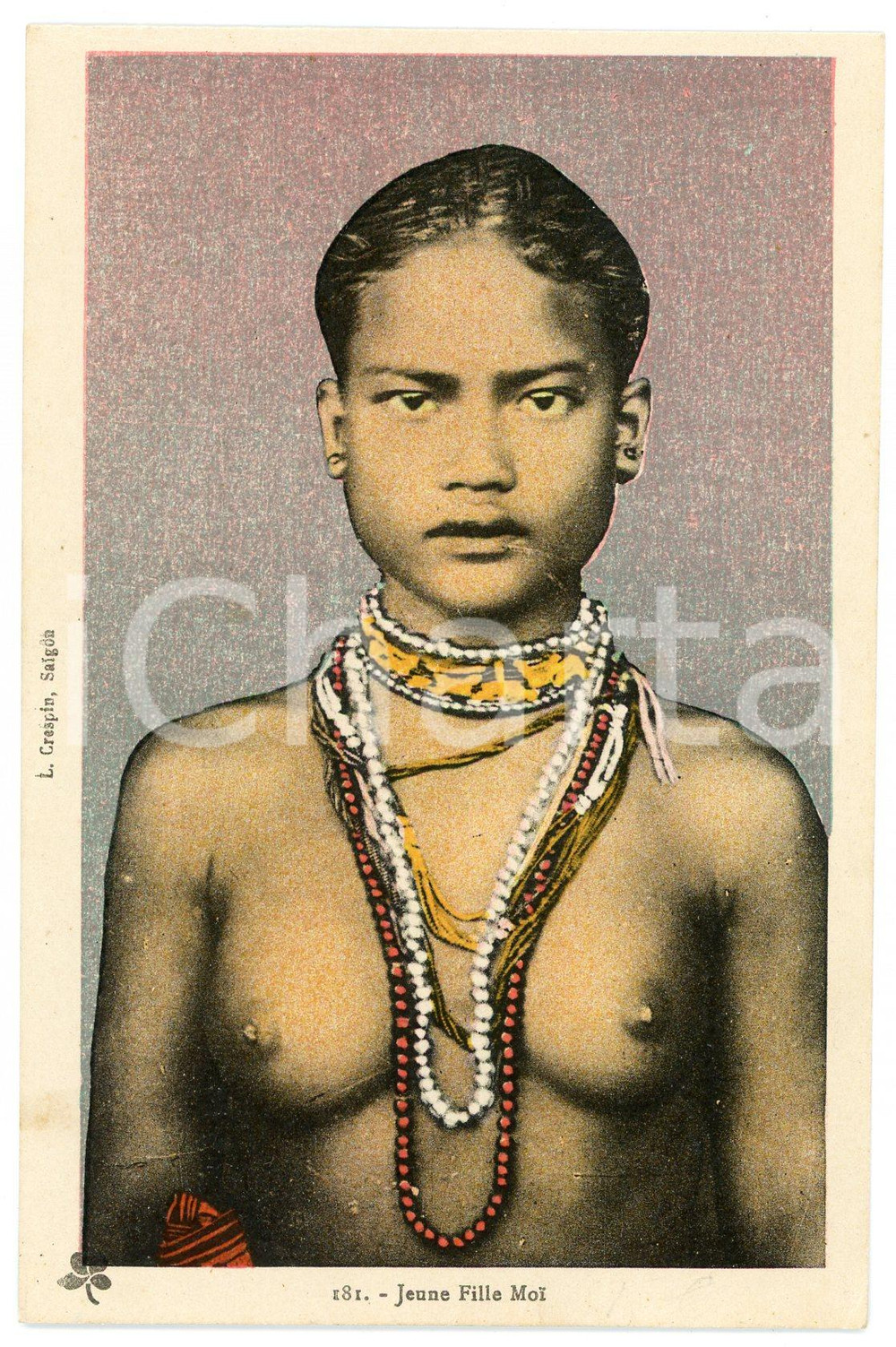1930 ca VIETNAM - COCHINCHINE Jeune fille MOÏ - ETHNIC NUDE Postcard FP NV  Cartolina postale d'epoca, non viaggiata.CONDIZIONI: GOODFORMATO: FPEDITORE: L. Crespin, Saigon    originale e autentica 1