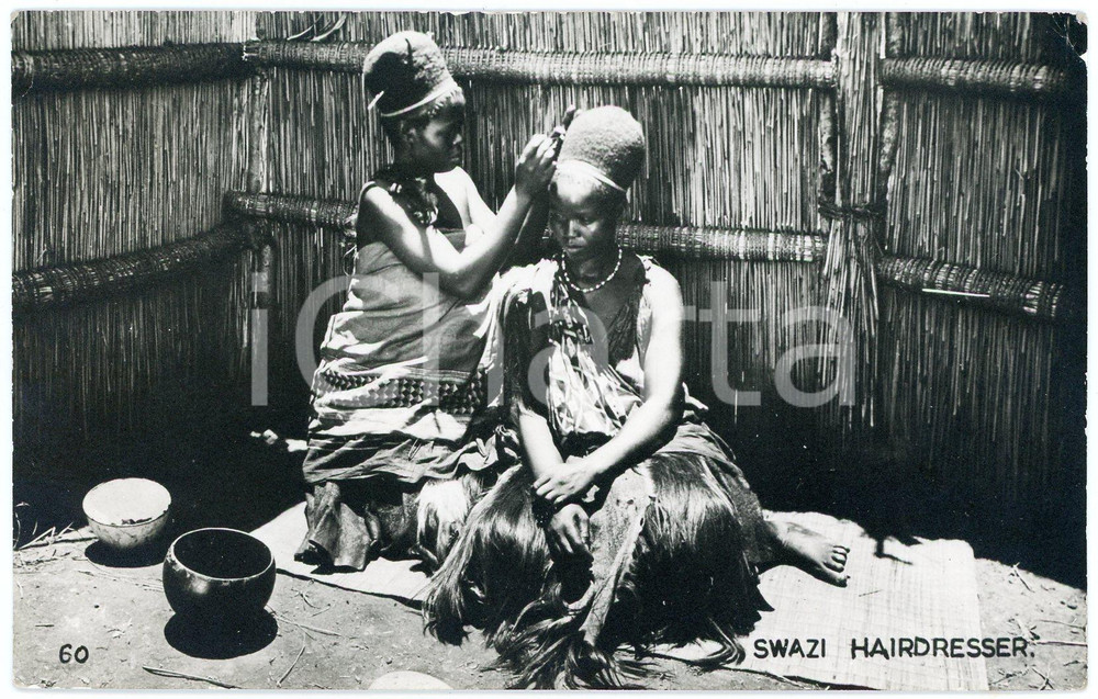 1948 SOUTH AFRICA - CUSTOMS - Swazi hairdresser - Postcard RPPC  Cartolina postale d'epoca, viaggiata. GOOD/buono  Formato: 14x9 cm originale e autentica 1