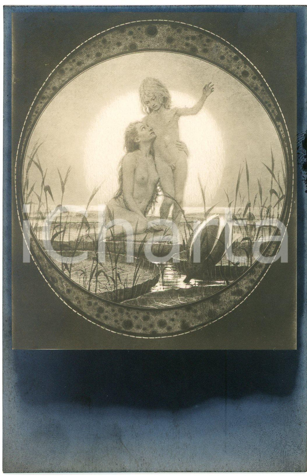 1910 ca Artist FIDUS Hugo HÖPPENER  - "Vom Himmel" - Postcard  Cartolina d'epoca, non viaggiata. GOOD/buono minime macchie al verso Formato: 9x14 cm originale e autentica 1