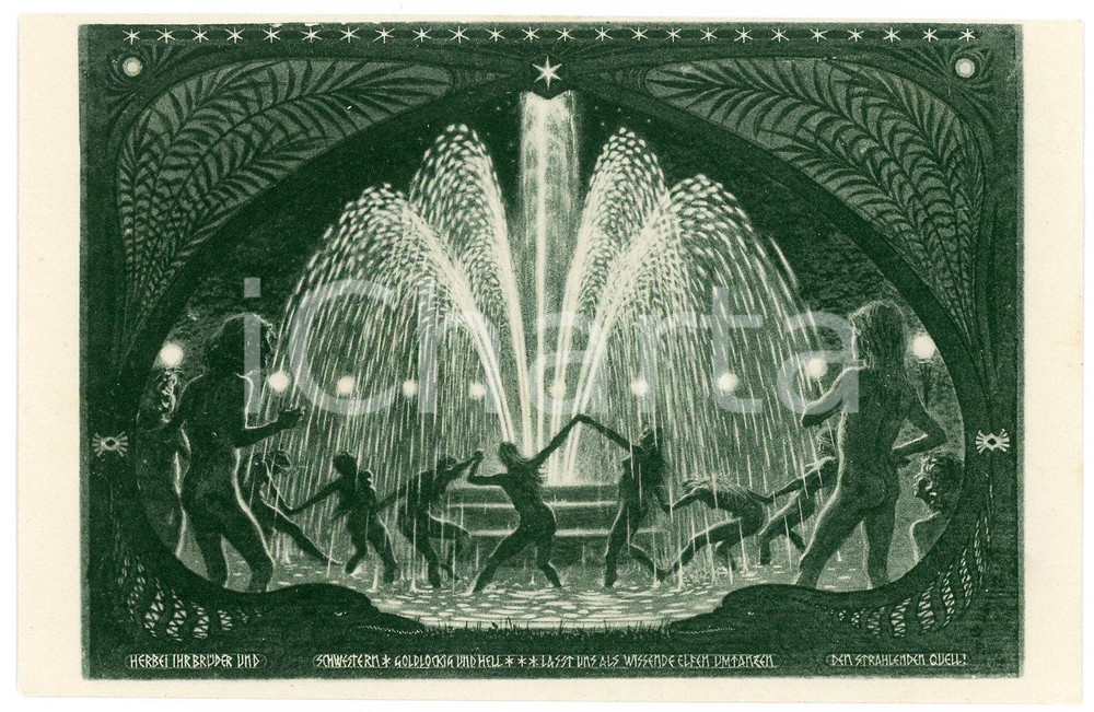 1910 ca Artist FIDUS Hugo HÖPPENER - "Der Strahlende Quell" - Postcard 1  Cartolina d'epoca, non viaggiata.  GOOD/buono ma lievi macchie al verso FORMATO: 14x9 cm originale e autentica 1