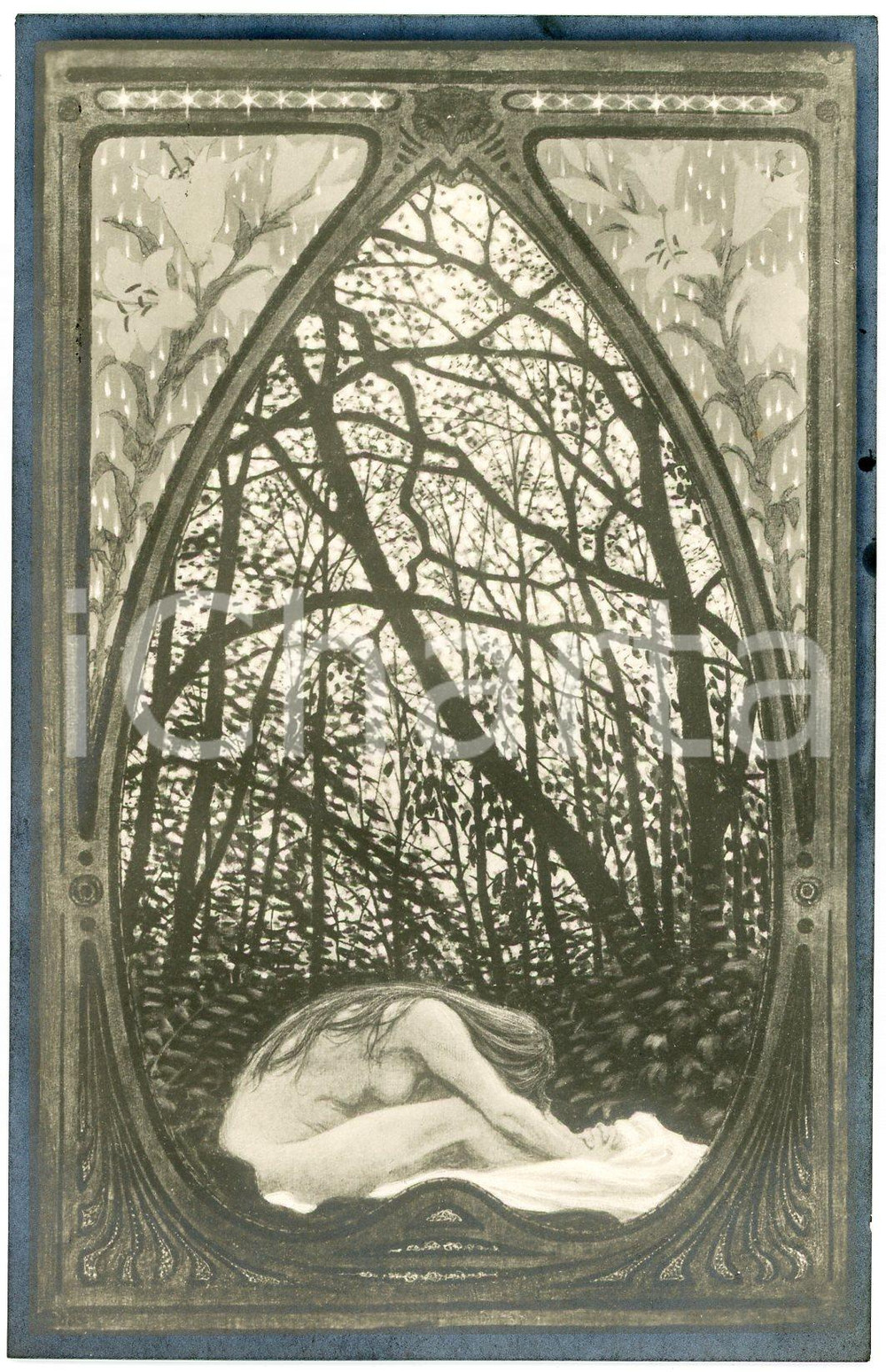 1910 ca Artist FIDUS Hugo HÖPPENER  - "Dammerwellen" - Nude woman - Postcard  Cartolina d'epoca, non viaggiata. GOOD/buono minime macchie al verso Formato: 9x14 cm originale e autentica 1