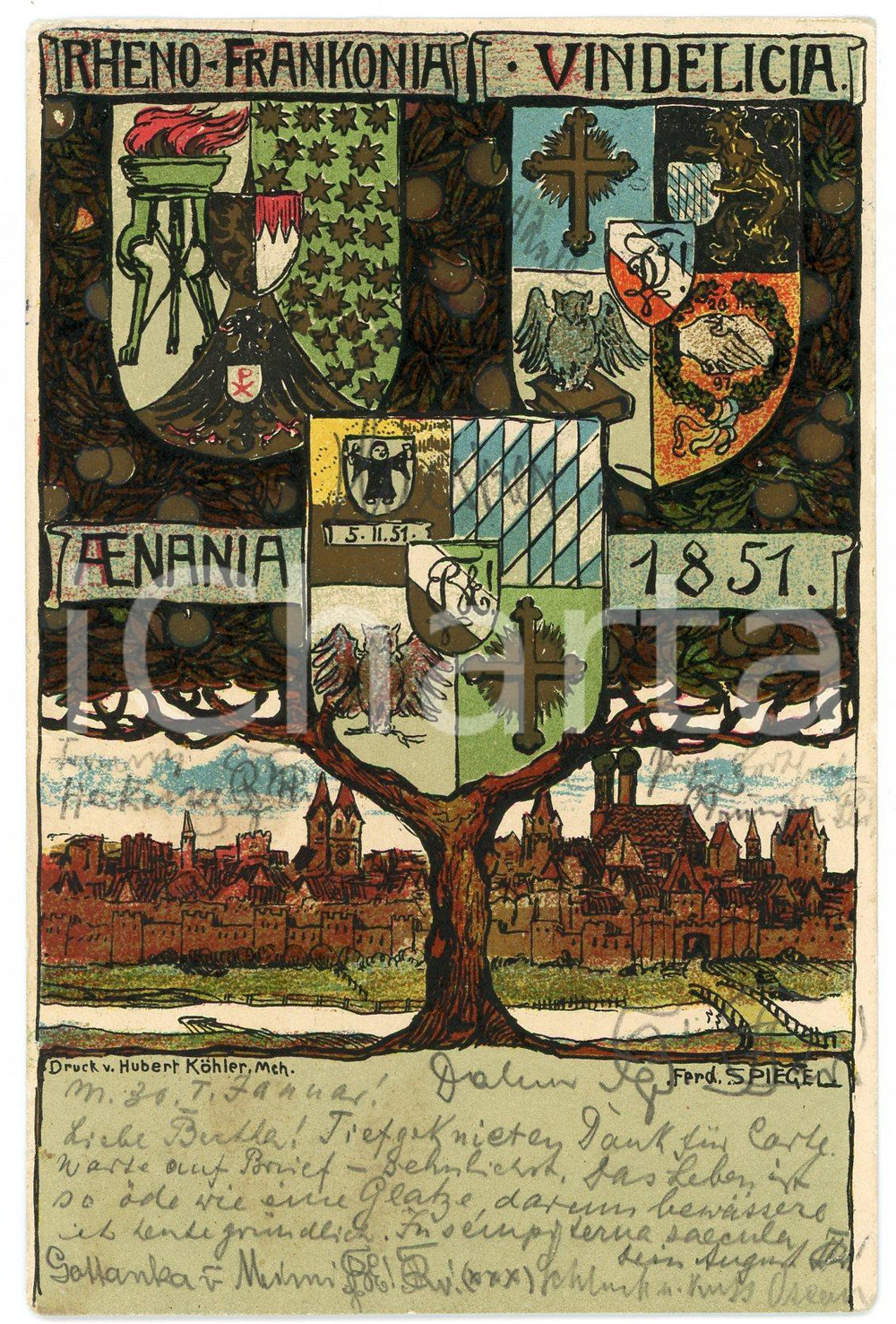 1901 MUNCHEN - KDStV Aenania RHENO-FRANKONIA Vindelicia - Postcard FP VG  Cartolina postale d'epoca, viaggiata. FAIR/discreto Lievi smussature agli angoli, gualciture Formato: FP originale e autentica 1