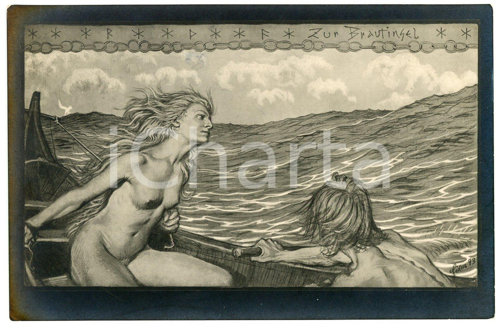 1910 ca Artist FIDUS Hugo HÖPPENER  - "Zur Brautinsel" - Nude woman - Postcard  Cartolina d'epoca, non viaggiata. GOOD/buono  Formato: 14x9 cm originale e autentica 1