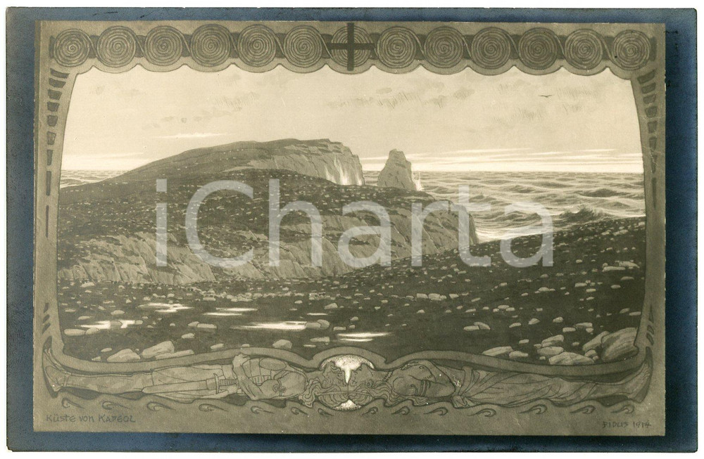 1914 Artist FIDUS Hugo HÖPPENER  - "Kuste von Kareol" - Postcard  Cartolina d'epoca, non viaggiata. GOOD/buono  Formato: 14x9 cm originale e autentica 1