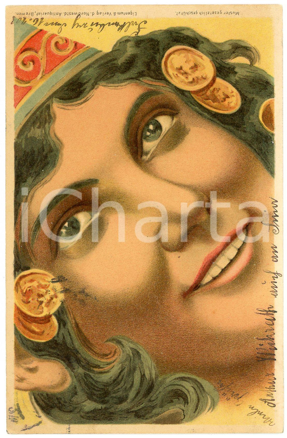 1903 FACES OF WOMEN - Gipsy - Original old postcard  Cartolina postale d'epoca, viaggiata. GOOD/buono  Formato: 9x14 cm originale e autentica 1