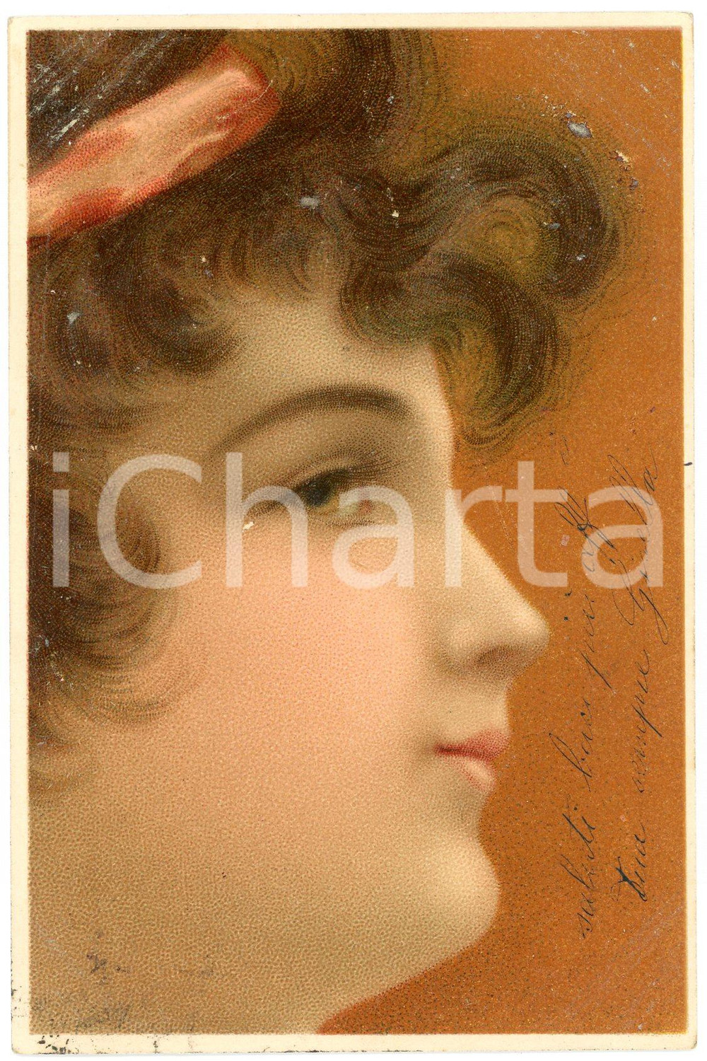 1902 FACES OF WOMEN - Girl with headband - Original old postcard  Cartolina postale d'epoca, viaggiata. FAIR/discreto piccole abrasioni Formato: 9x14 cm originale e autentica 1
