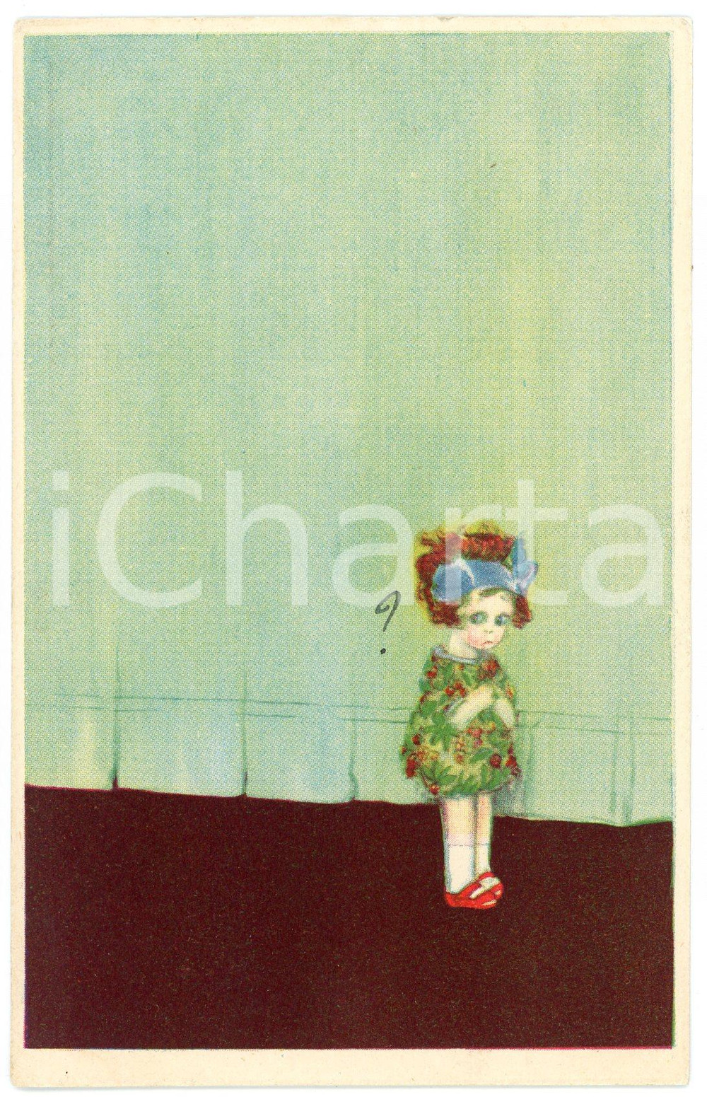 1920 ca BAMBINI - Bambina sola e impaurita - Cartolina vintage illustrata  Cartolina postale d'epoca, scritta ma non viaggiata. GOOD/buono  Formato: 9x14 cm originale e autentica 1