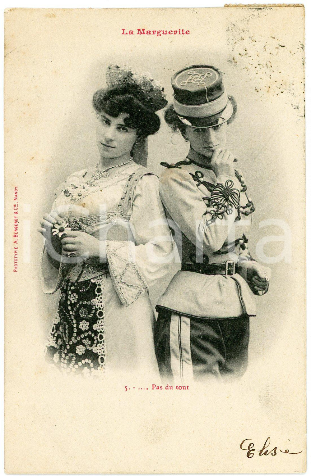 1903 COUPLE DE FEMME - LA MARGUERITE n.5 - Pas du tout - Carte postale FP VG  Cartolina postale d'epoca, viaggiata.CONDIZIONI: FAIRFORMATO: FP    originale e autentica 1